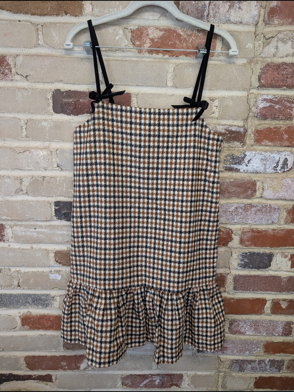 Mustard Seed Tan and Black Checkered Mini Dress